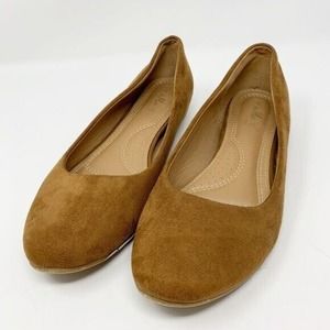 FAMA Womens Suede Ballet Flats Size 9.5 M Euro 41 Camel Brown Slip On